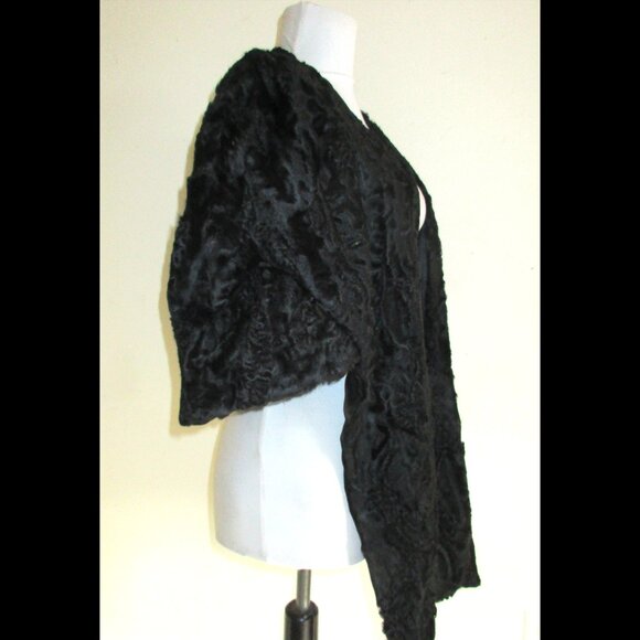 Vintage 1940's Black Broadtail-Persian Lamb Fur Stole Cape - Picture 7 of 15